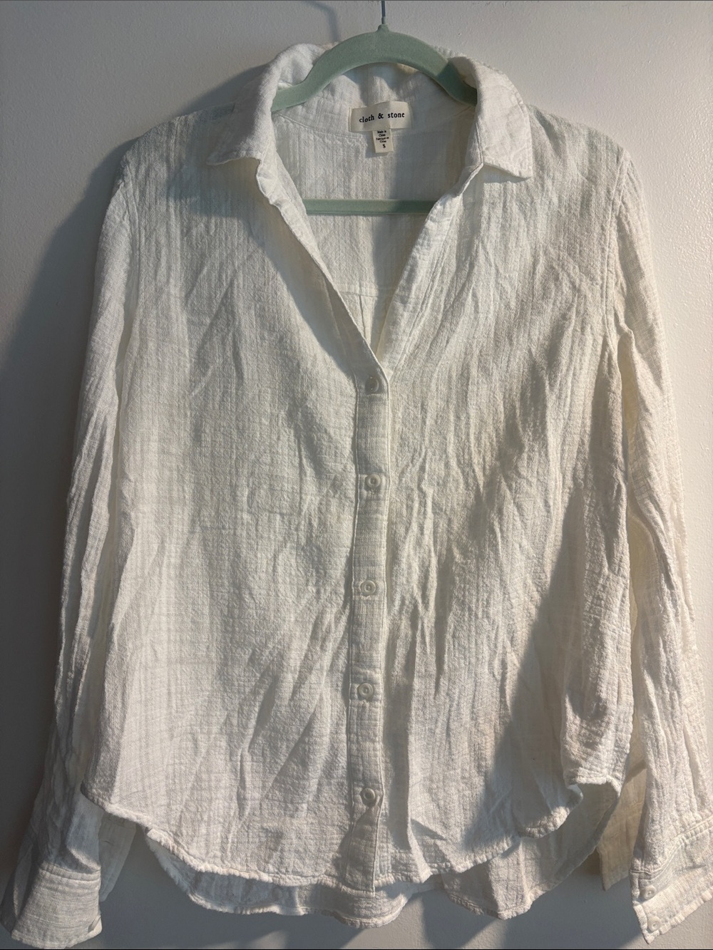 cloth & stone Cream Button-Front Linen-Blend Shirt